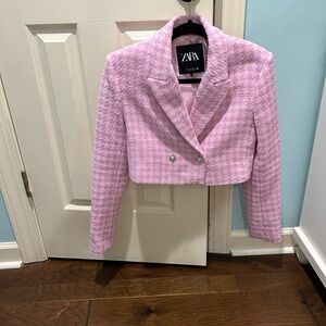 Pink cropped Zara blazer